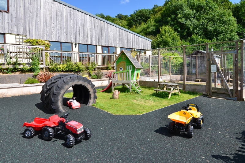 Toddler 'race track' and walk-in rabbit area