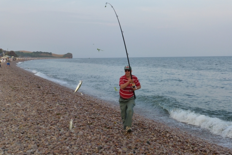 Fishing on Budleigh Beach