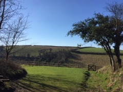 Secluded camping pitch overlooking valley